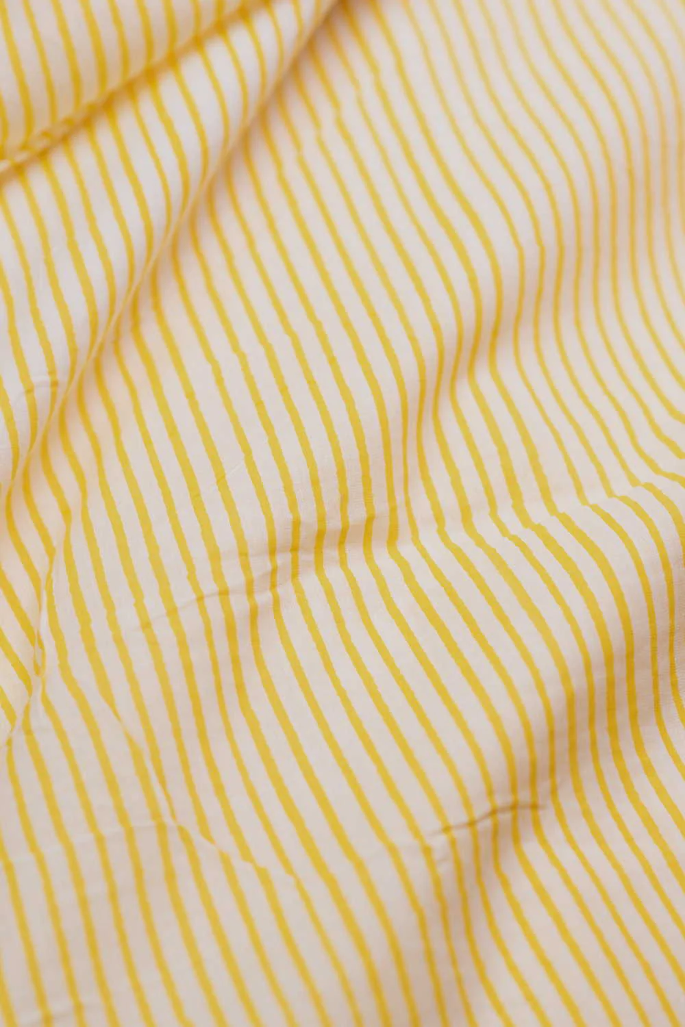 Yellow Stripe Sanganeri Cotton Fabric - Image 3