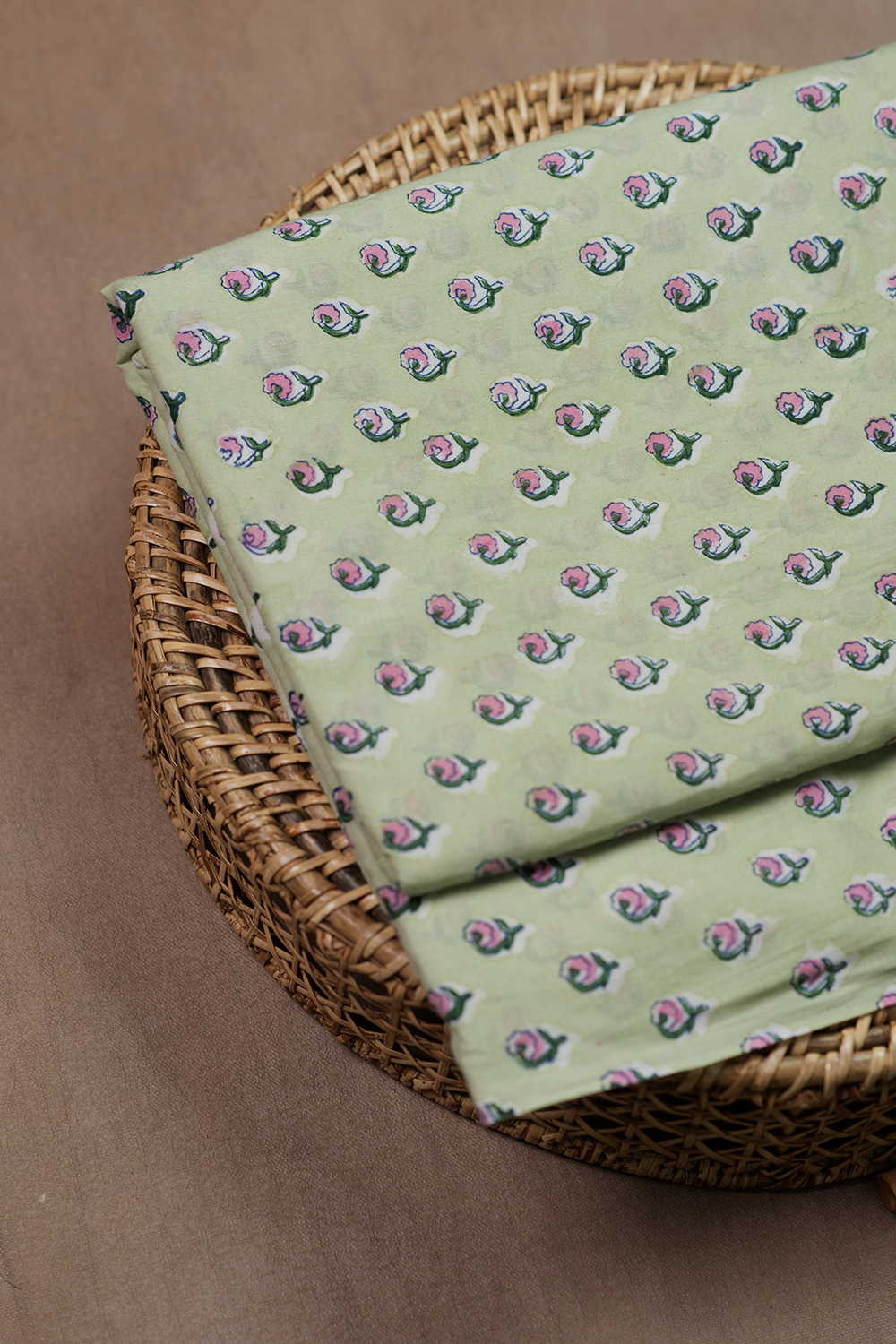 Green Sanganeri Cotton Fabric - Image 2