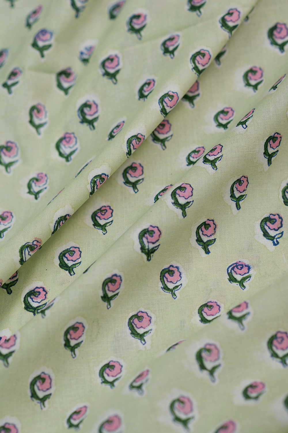 Green Sanganeri Cotton Fabric - Image 3