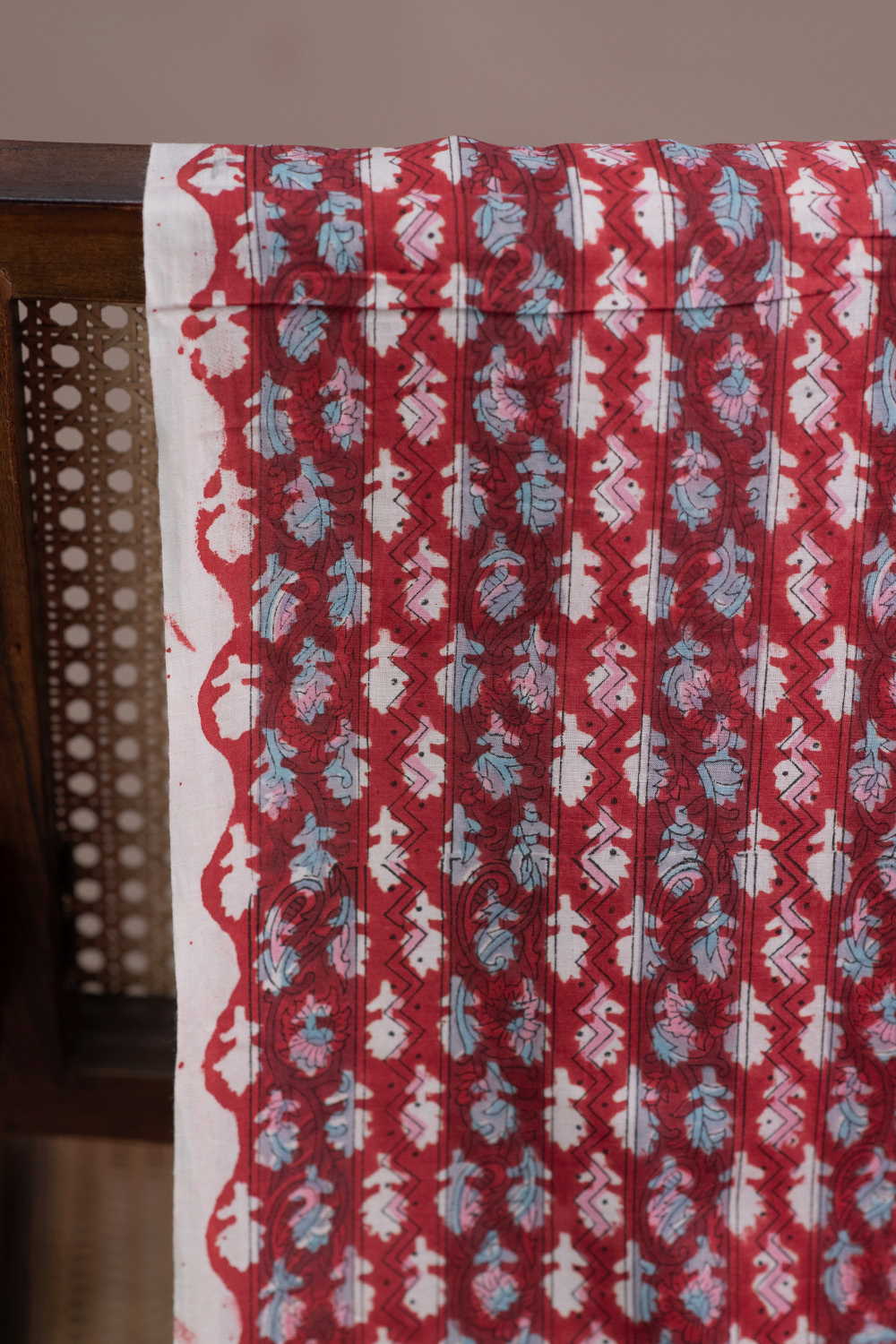 Florets - Maroon Sanganeri Cotton Fabric