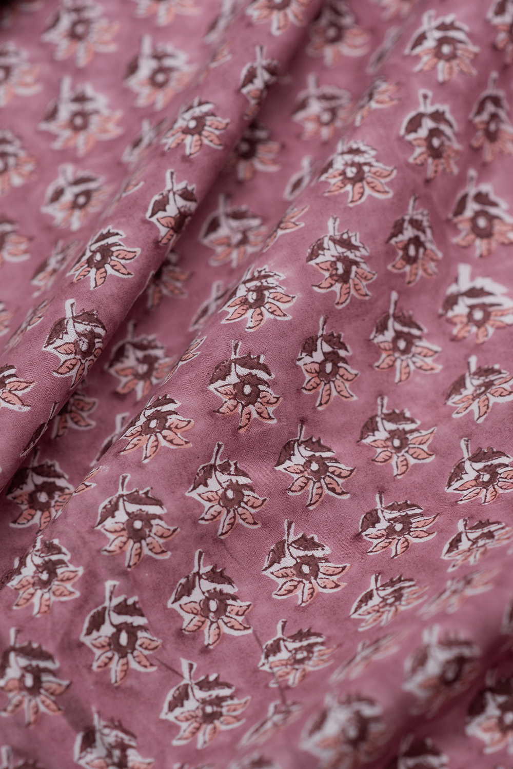 Mauve Color with Buttas Sanganeri Cotton Fabric - Image 2