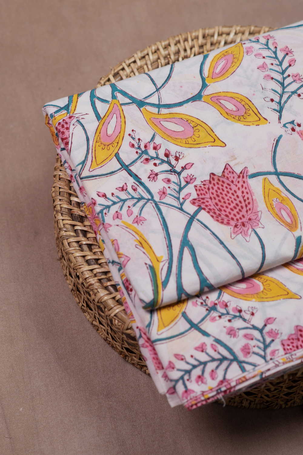 Floral Garden Sanganeri Cotton Fabric - Image 2