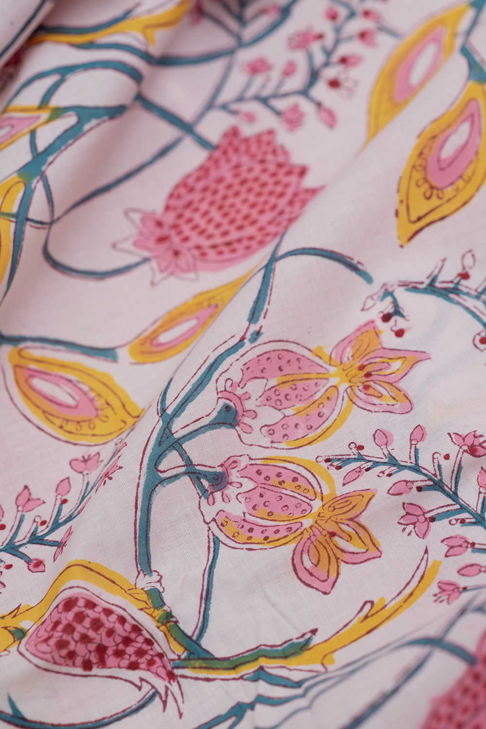 Floral Garden Sanganeri Cotton Fabric - Image 3