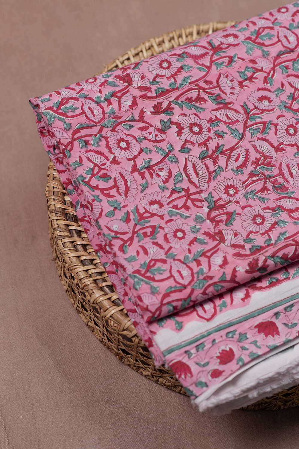 Taffy Pink Sanganeri Cotton Fabric
