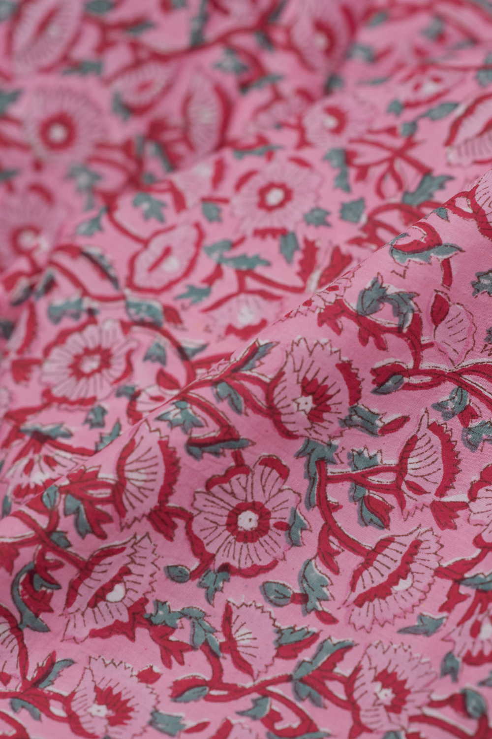 Taffy Pink Sanganeri Cotton Fabric - Image 3