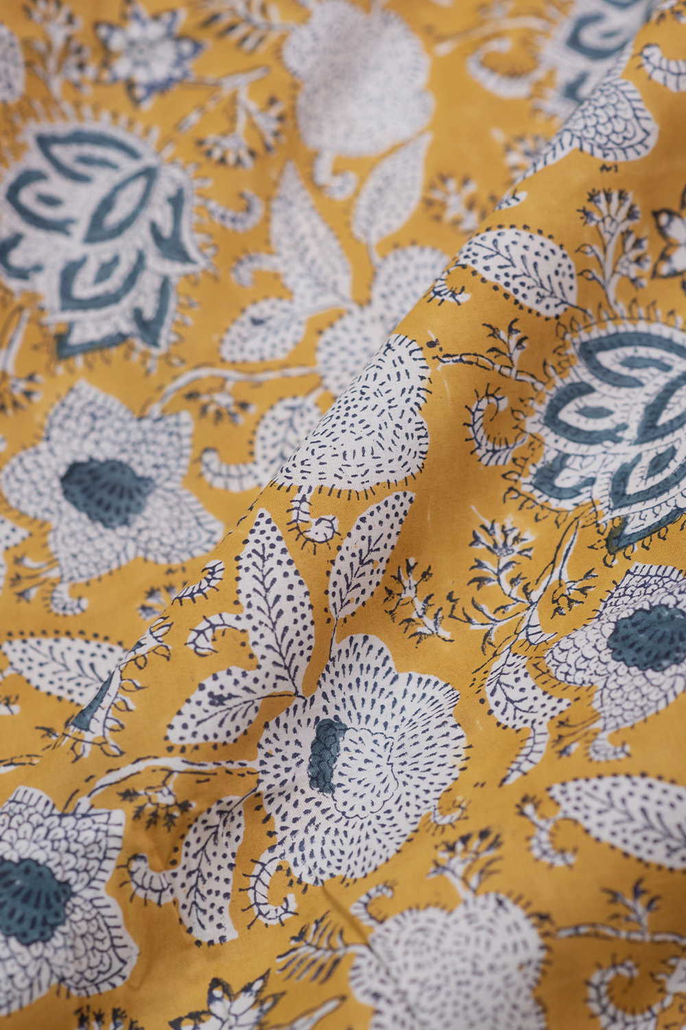 Yellow Sanganeri Cotton Fabric - Image 2