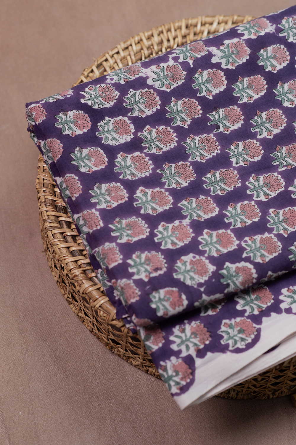 Purple Sanganeri Cotton Fabric