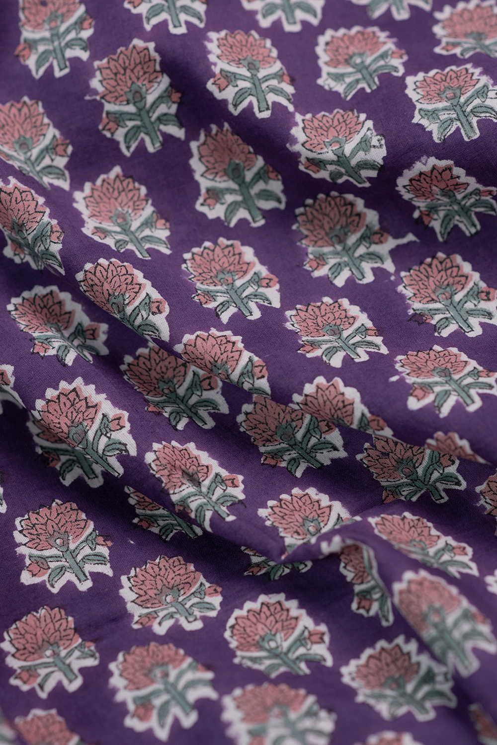 Purple Sanganeri Cotton Fabric - Image 3