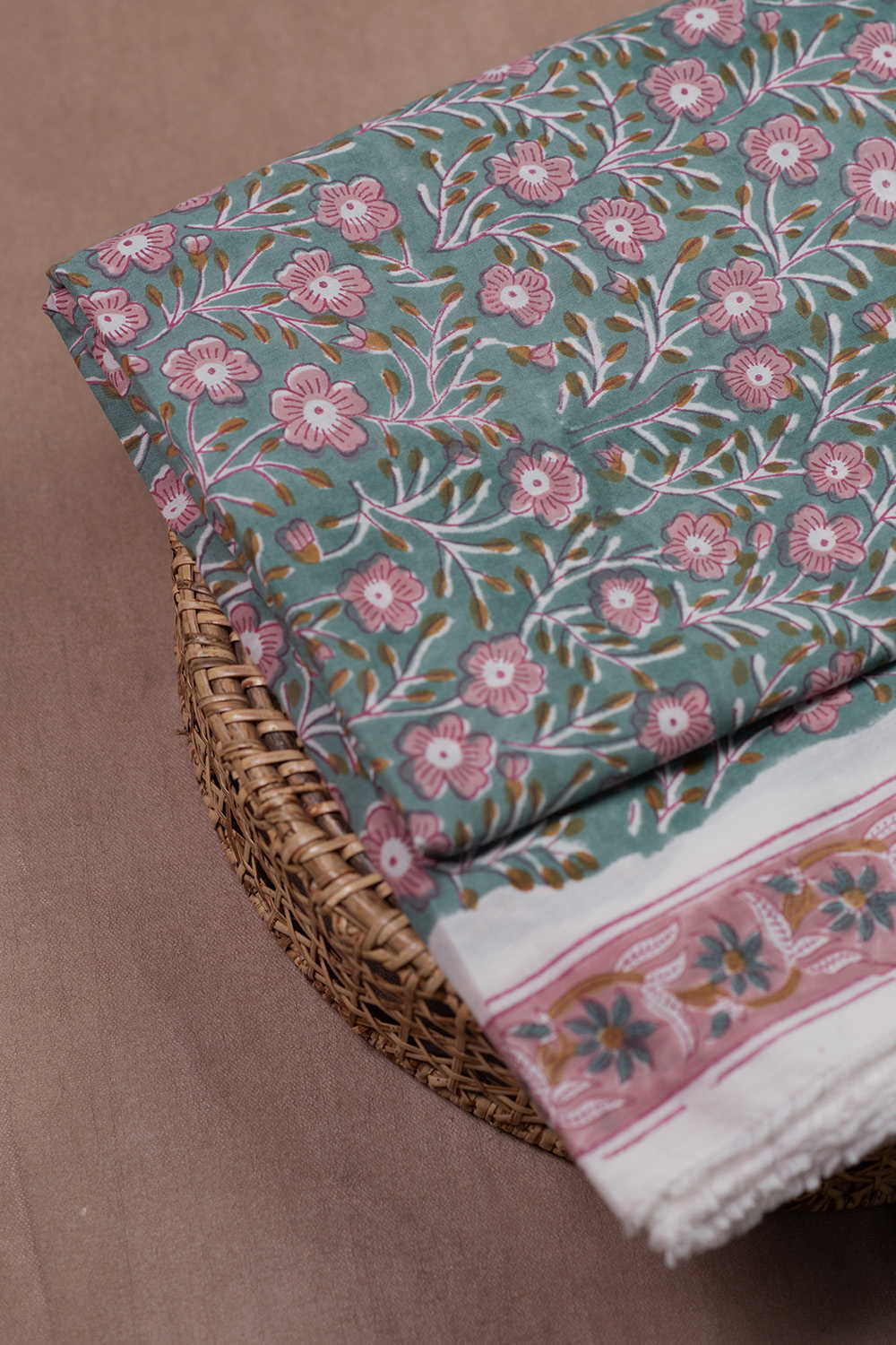 Green Garden Sanganeri Cotton Fabric
