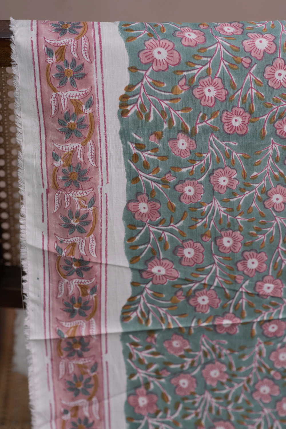 Green Garden Sanganeri Cotton Fabric - Image 2