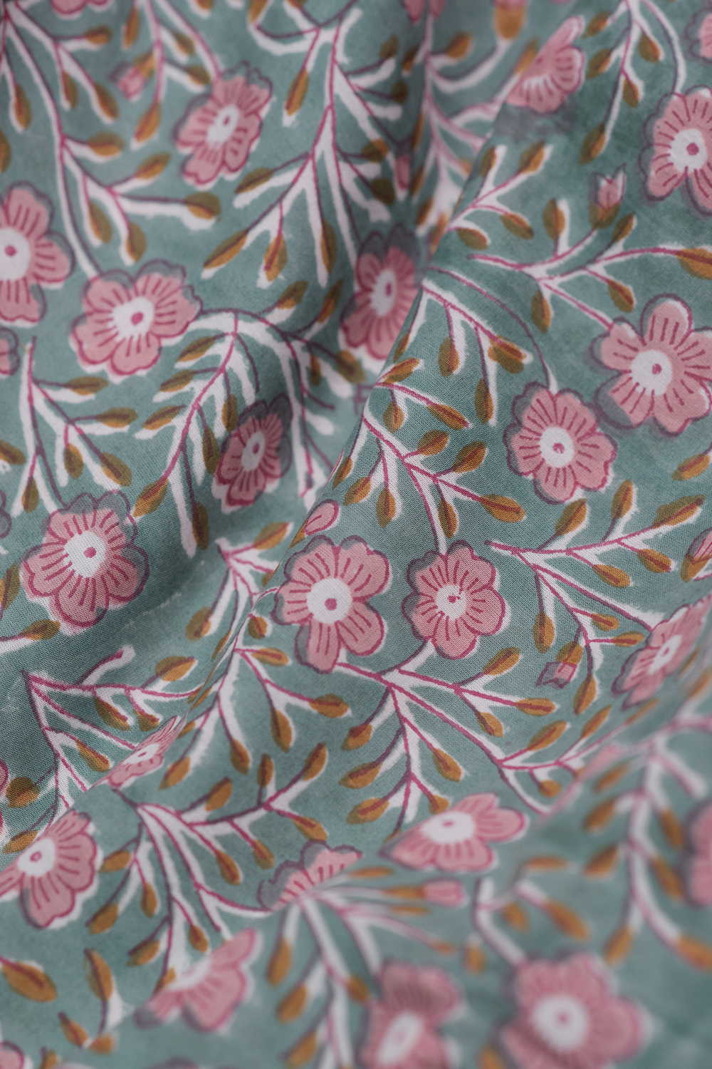 Green Garden Sanganeri Cotton Fabric - Image 3