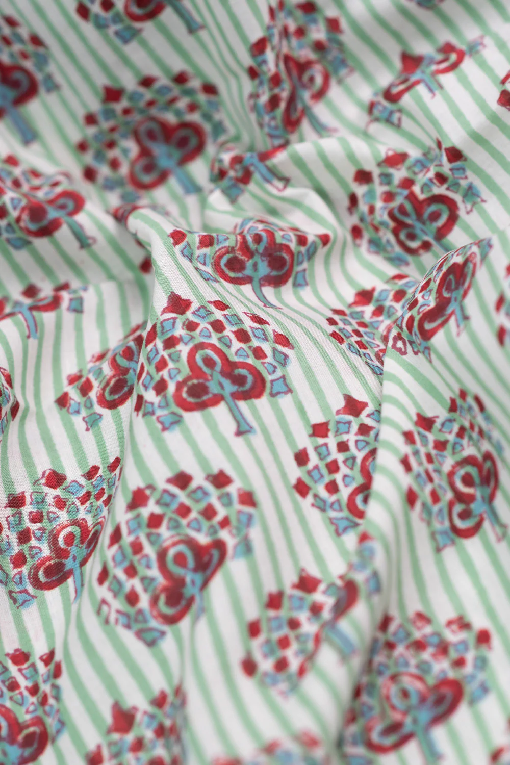 Verdant Tree Sanganeri Cotton Fabric - Image 3