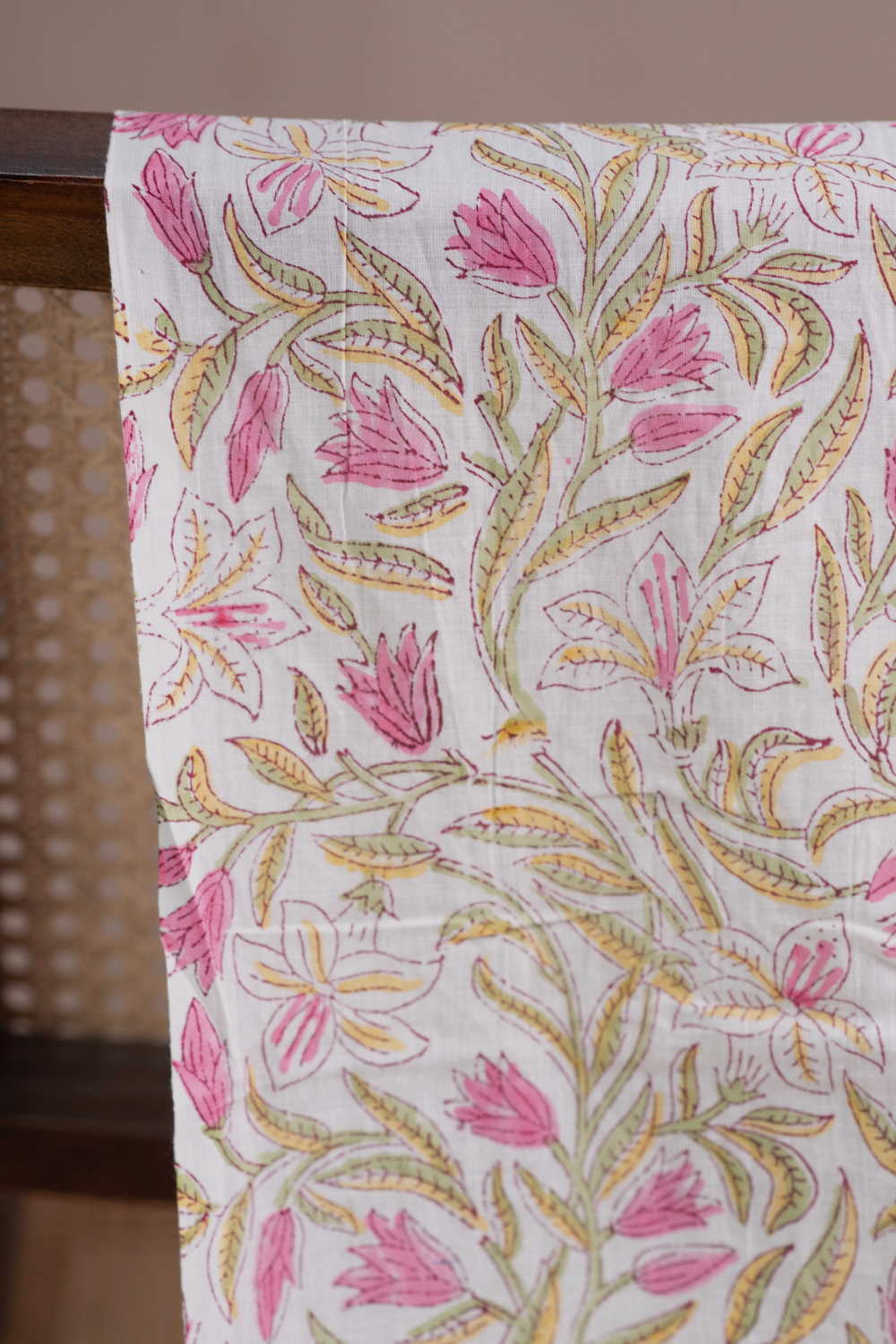Garden Posy Sanganeri Cotton Fabric - Image 2