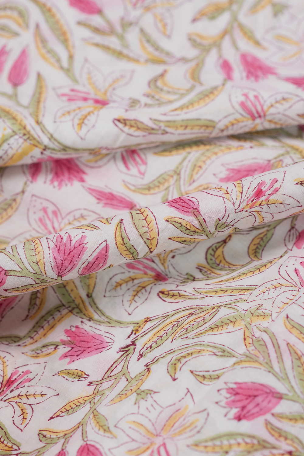 Garden Posy Sanganeri Cotton Fabric - Image 3