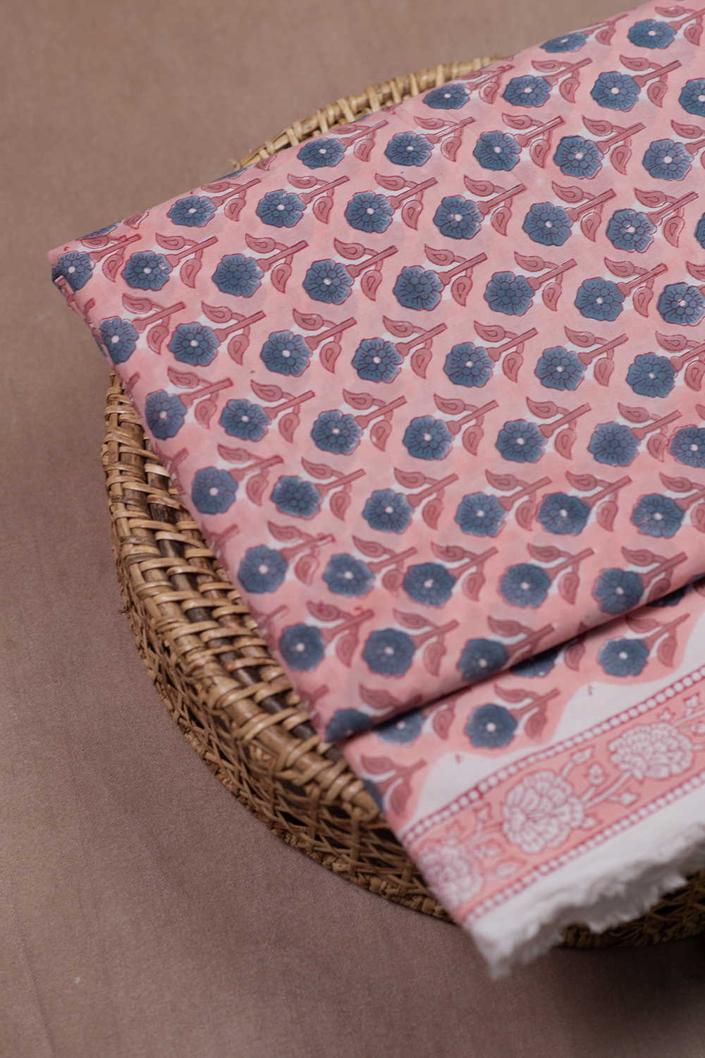 Peach Meadow Sanganeri Cotton Fabric