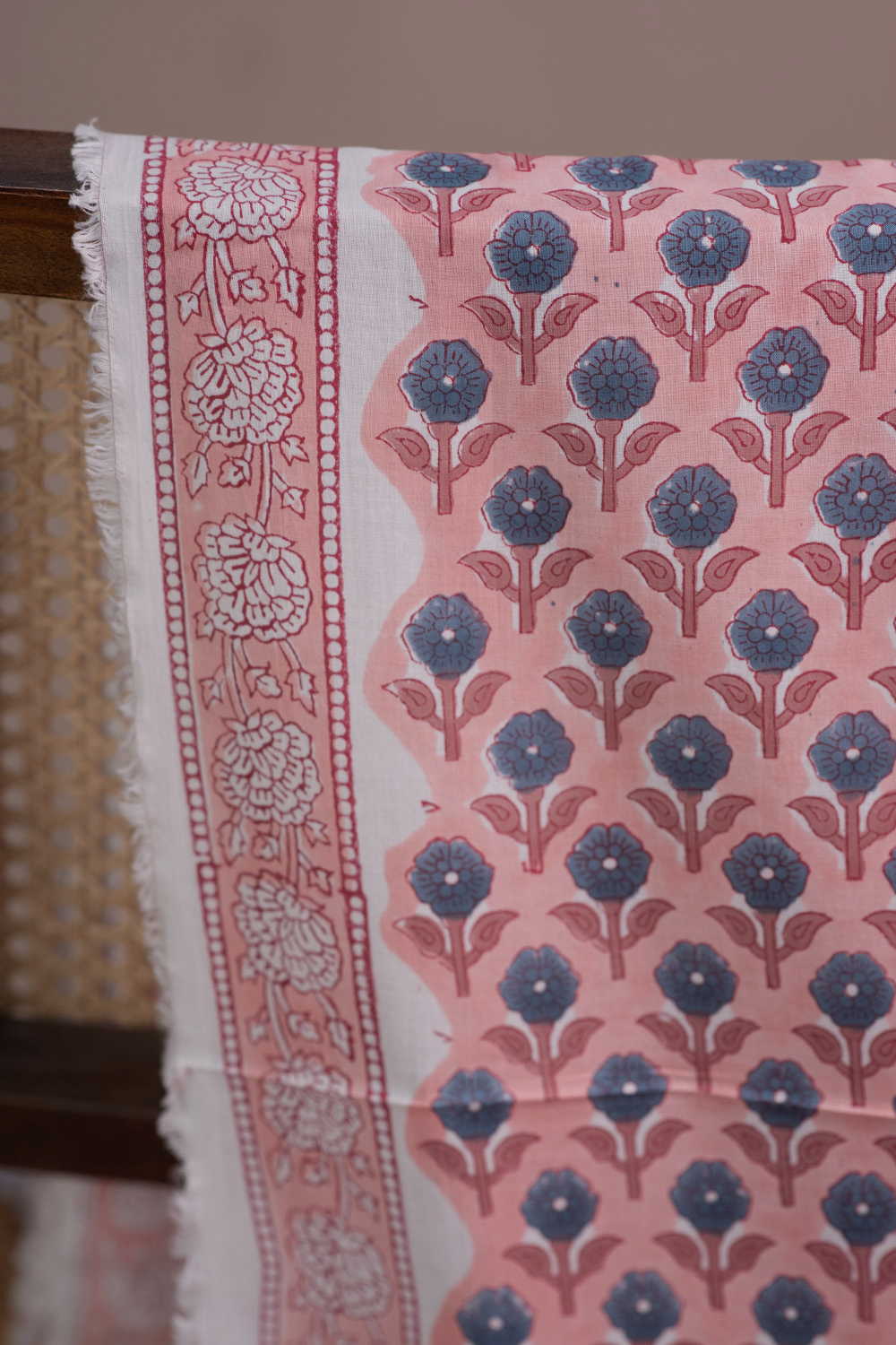 Peach Meadow Sanganeri Cotton Fabric - Image 2