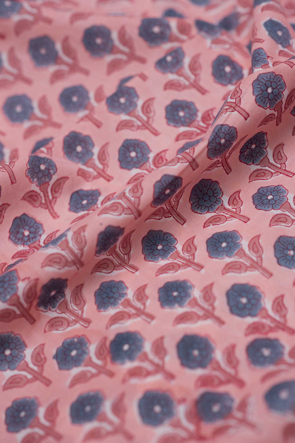 Peach Meadow Sanganeri Cotton Fabric - Image 3