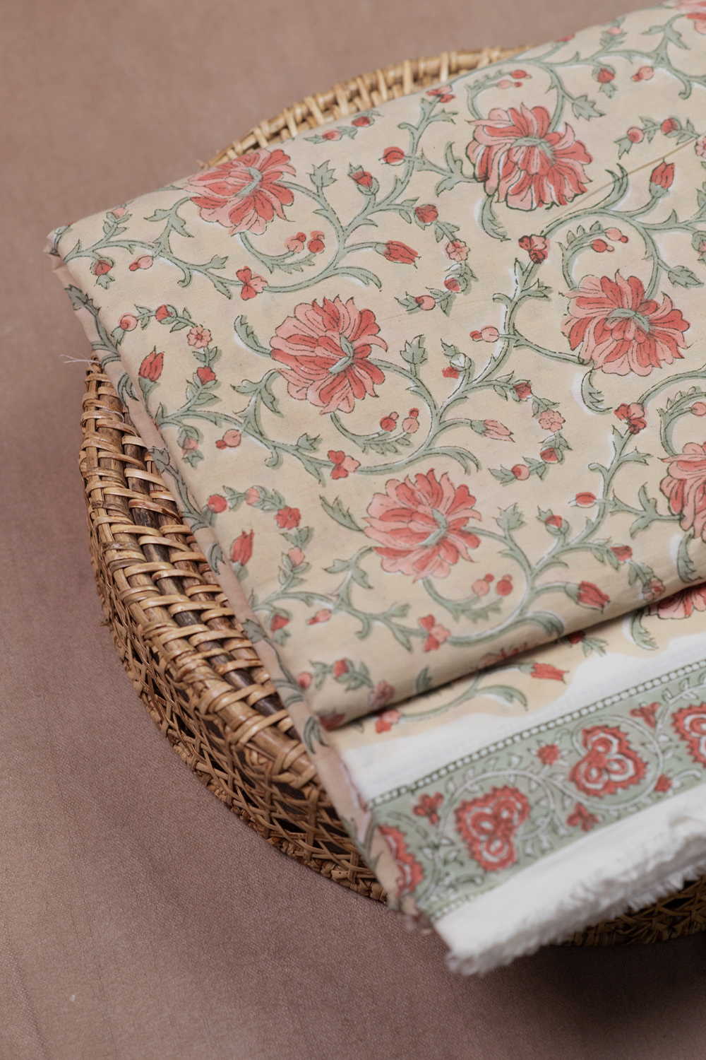 Blooming Vine Sanganeri Cotton Fabric