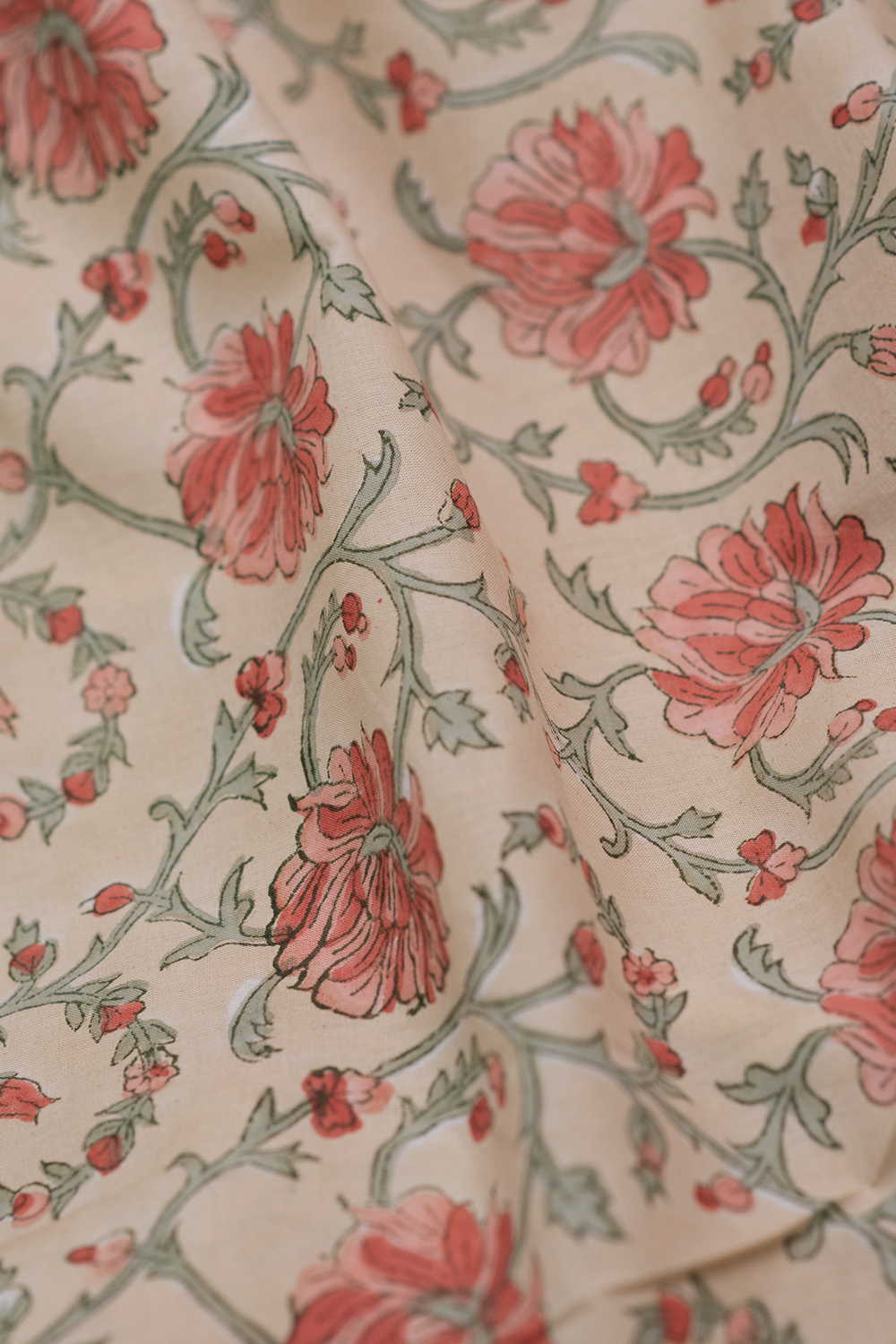 Blooming Vine Sanganeri Cotton Fabric - Image 3