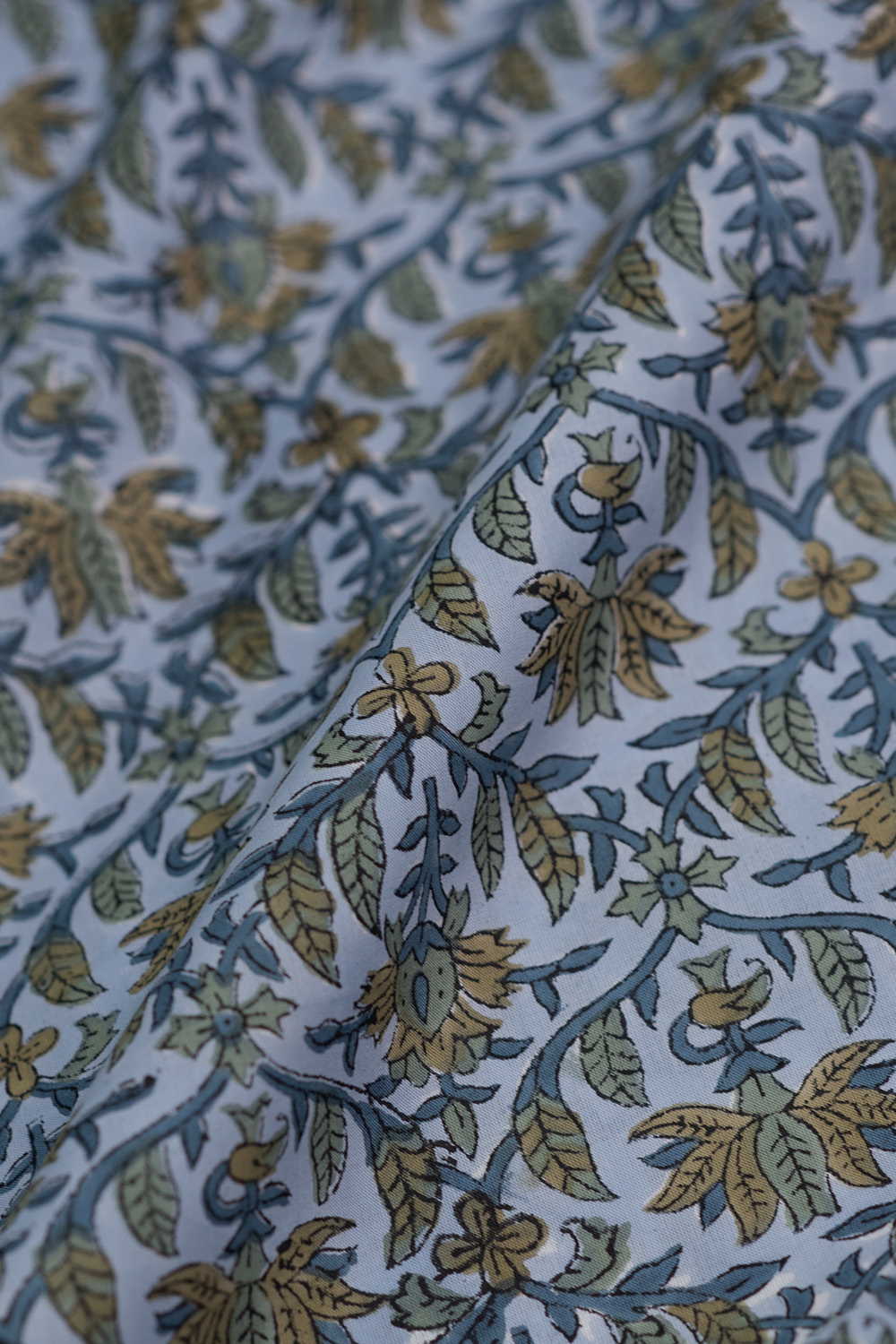 Intricate Floral Design Sanganeri Cotton Fabric - Image 3