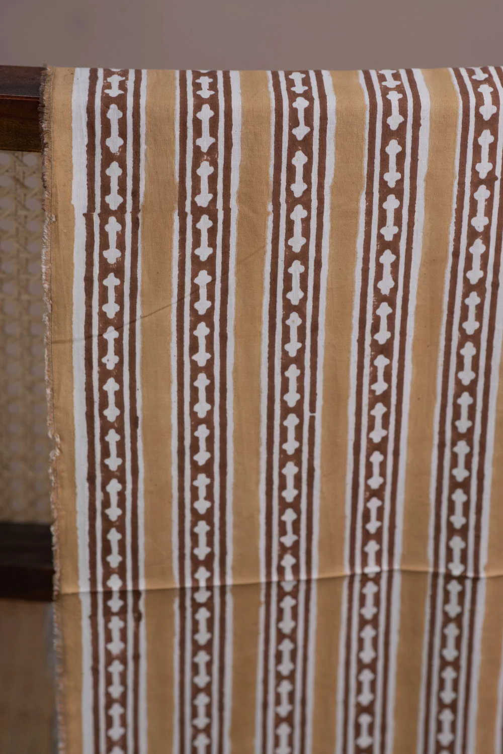 Cocoa Stripe Sanganeri Cotton Fabric - Image 2