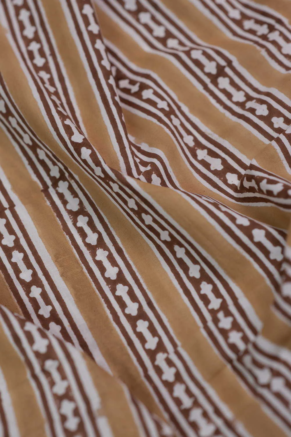 Cocoa Stripe Sanganeri Cotton Fabric - Image 3