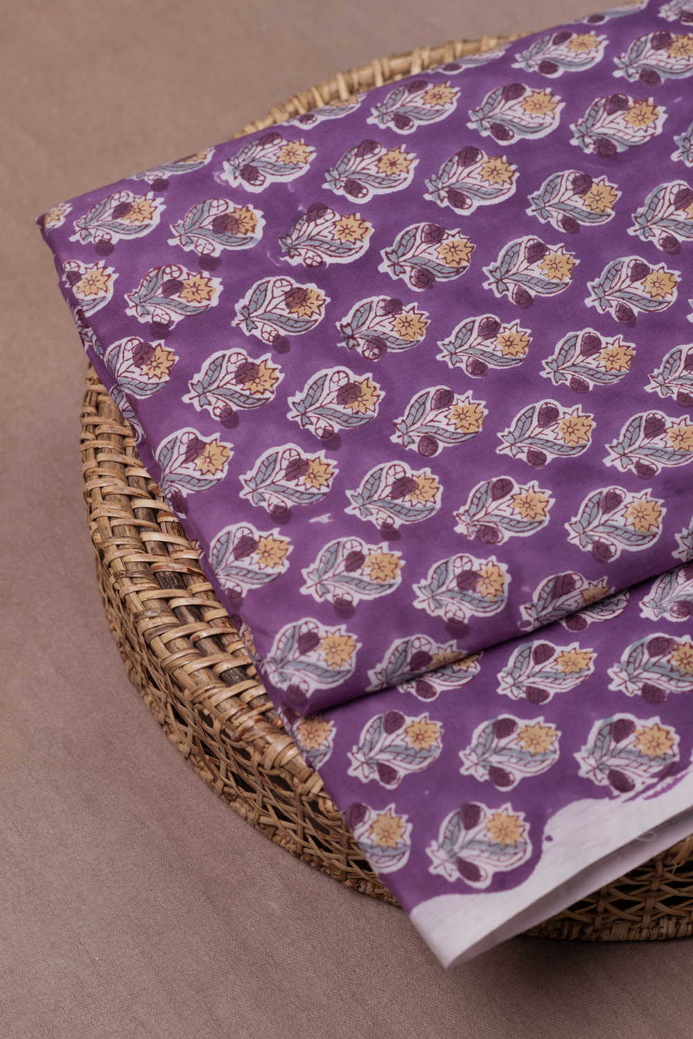 Orchid Butta Sanganeri Cotton Fabric