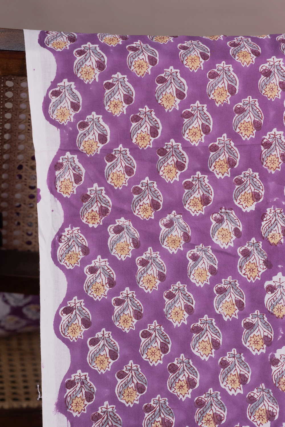 Orchid Butta Sanganeri Cotton Fabric - Image 2