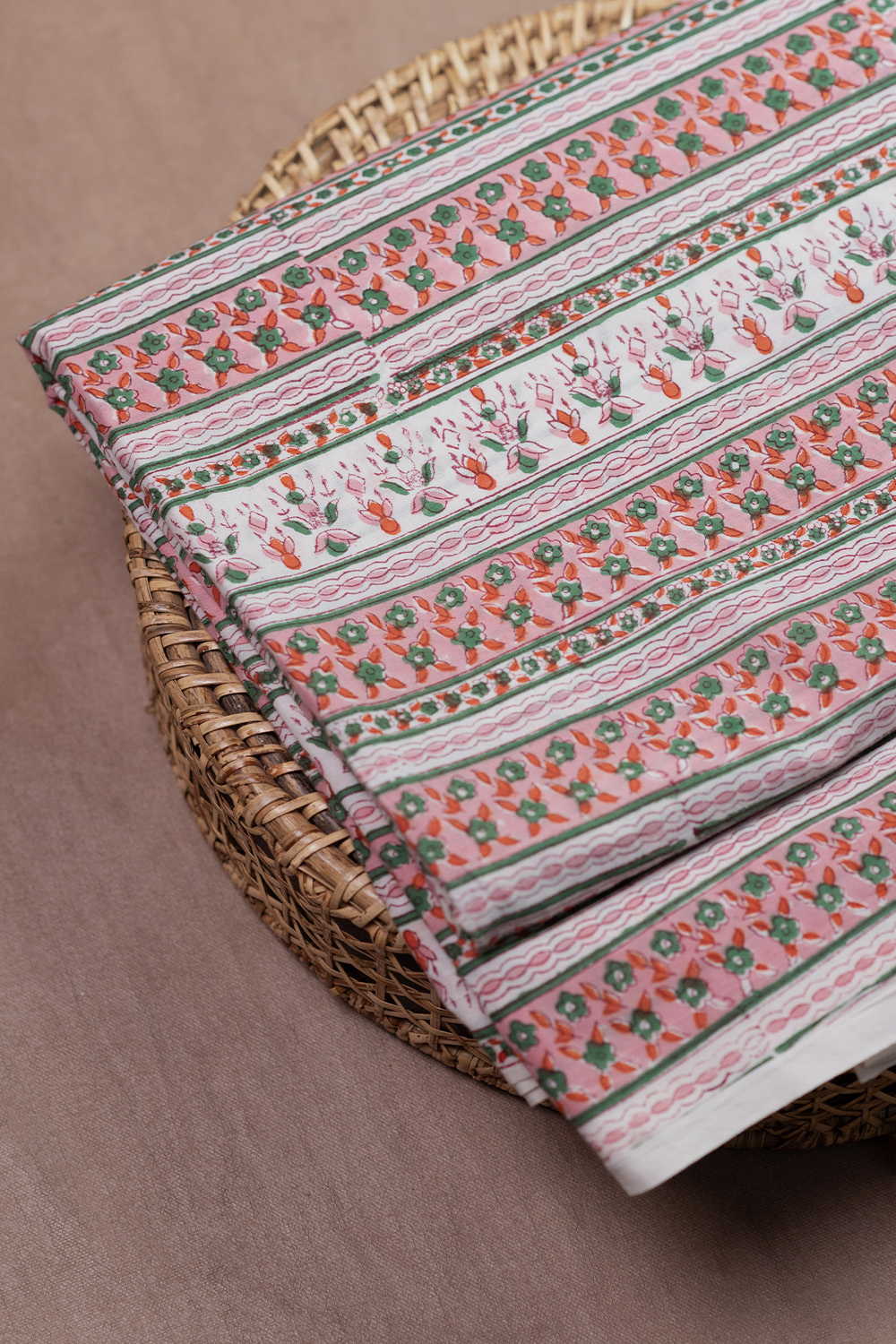 Blossom Stripe Sanganeri Cotton Fabric