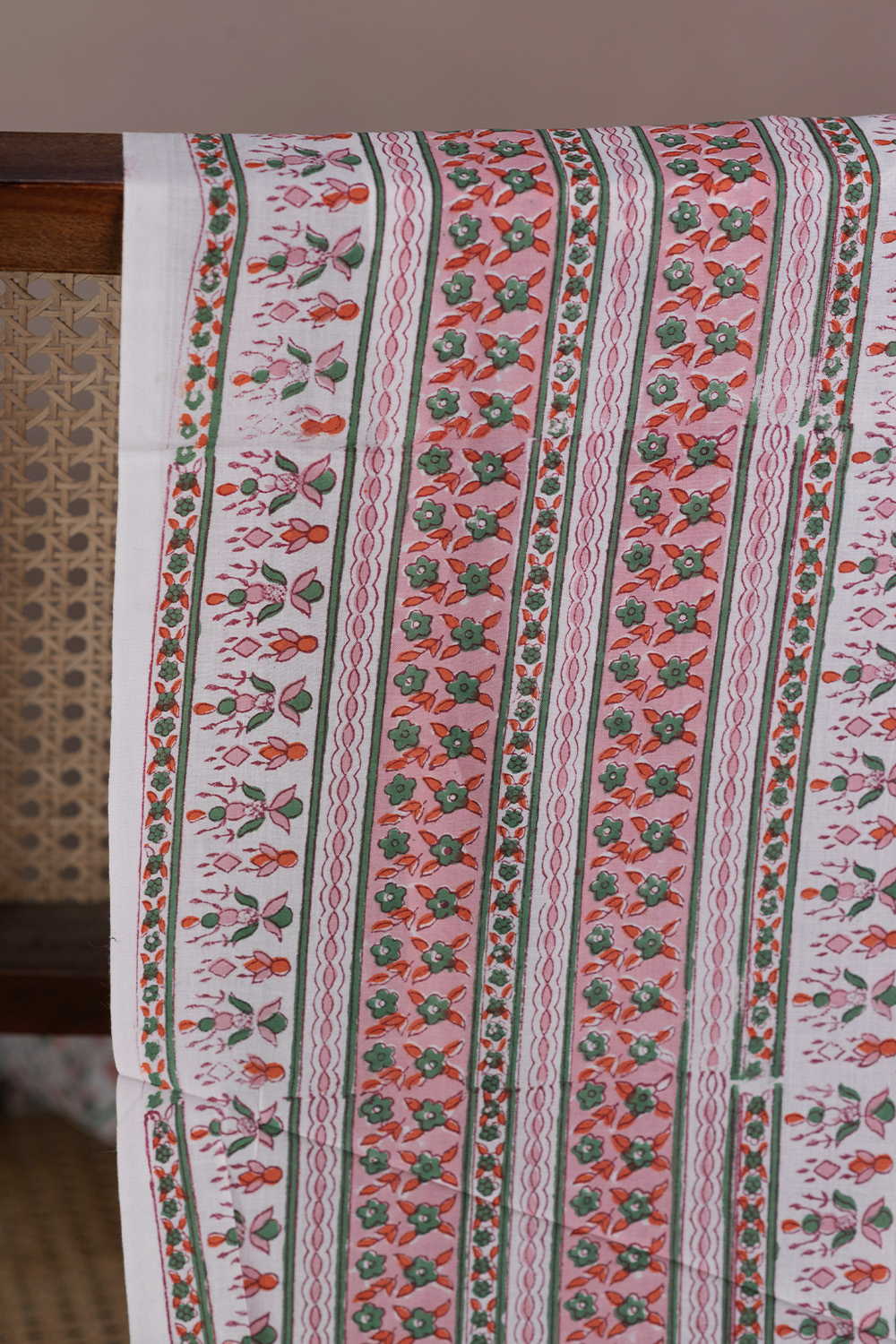 Blossom Stripe Sanganeri Cotton Fabric - Image 2
