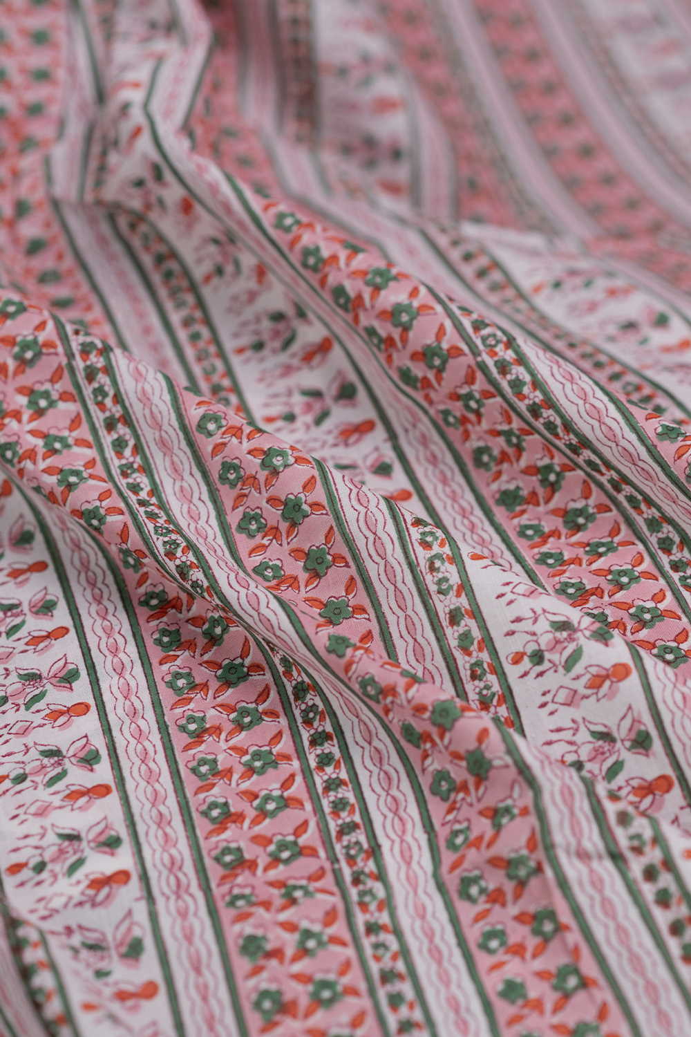 Blossom Stripe Sanganeri Cotton Fabric - Image 3