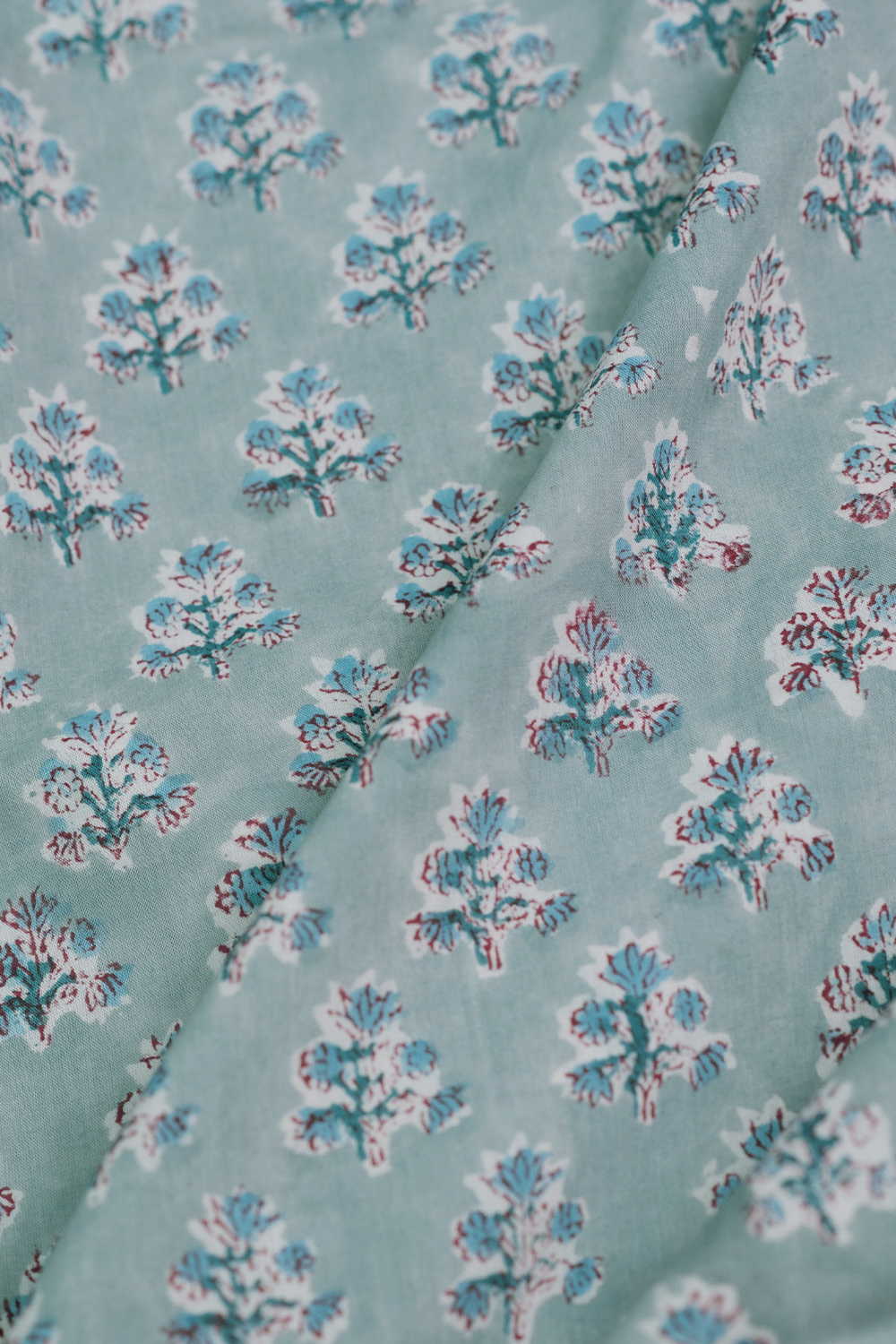Mild Green Sanganeri Cotton Fabric - Image 3