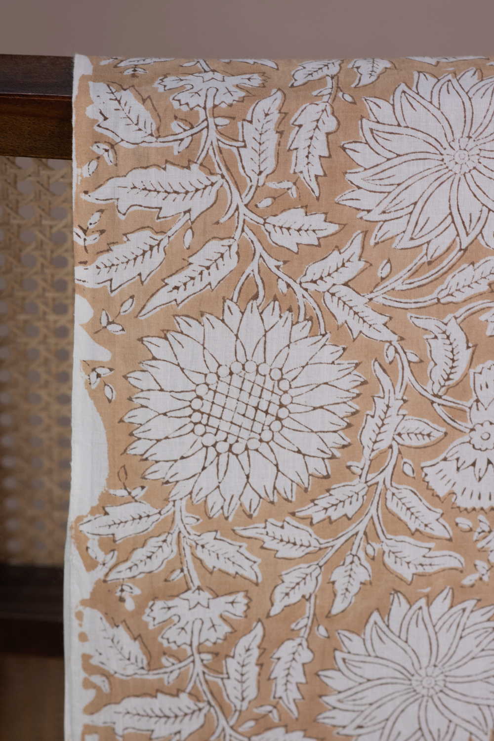 Ivory Blossom Sanganeri Cotton Fabric - Image 2