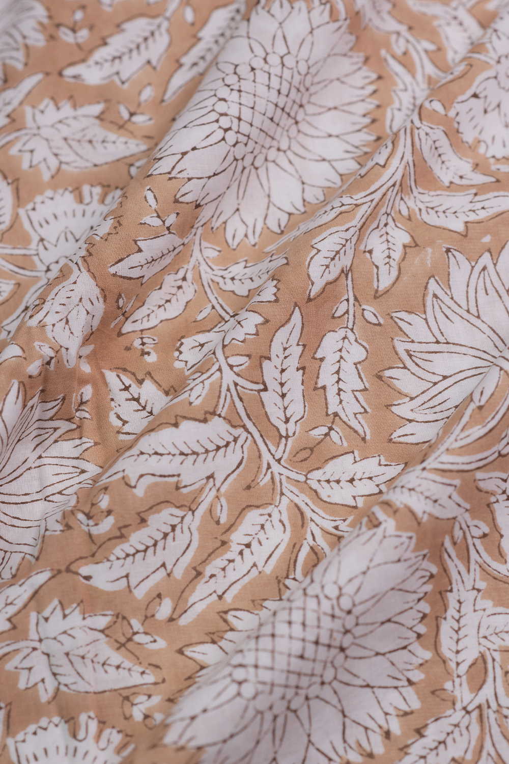 Ivory Blossom Sanganeri Cotton Fabric - Image 3