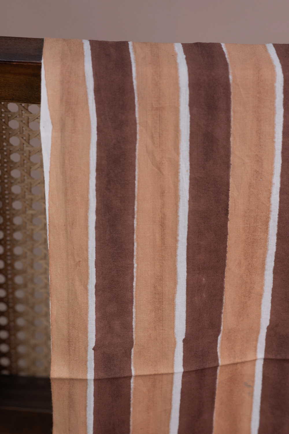 Cocoa Stripes Sanganeri Cotton Fabric