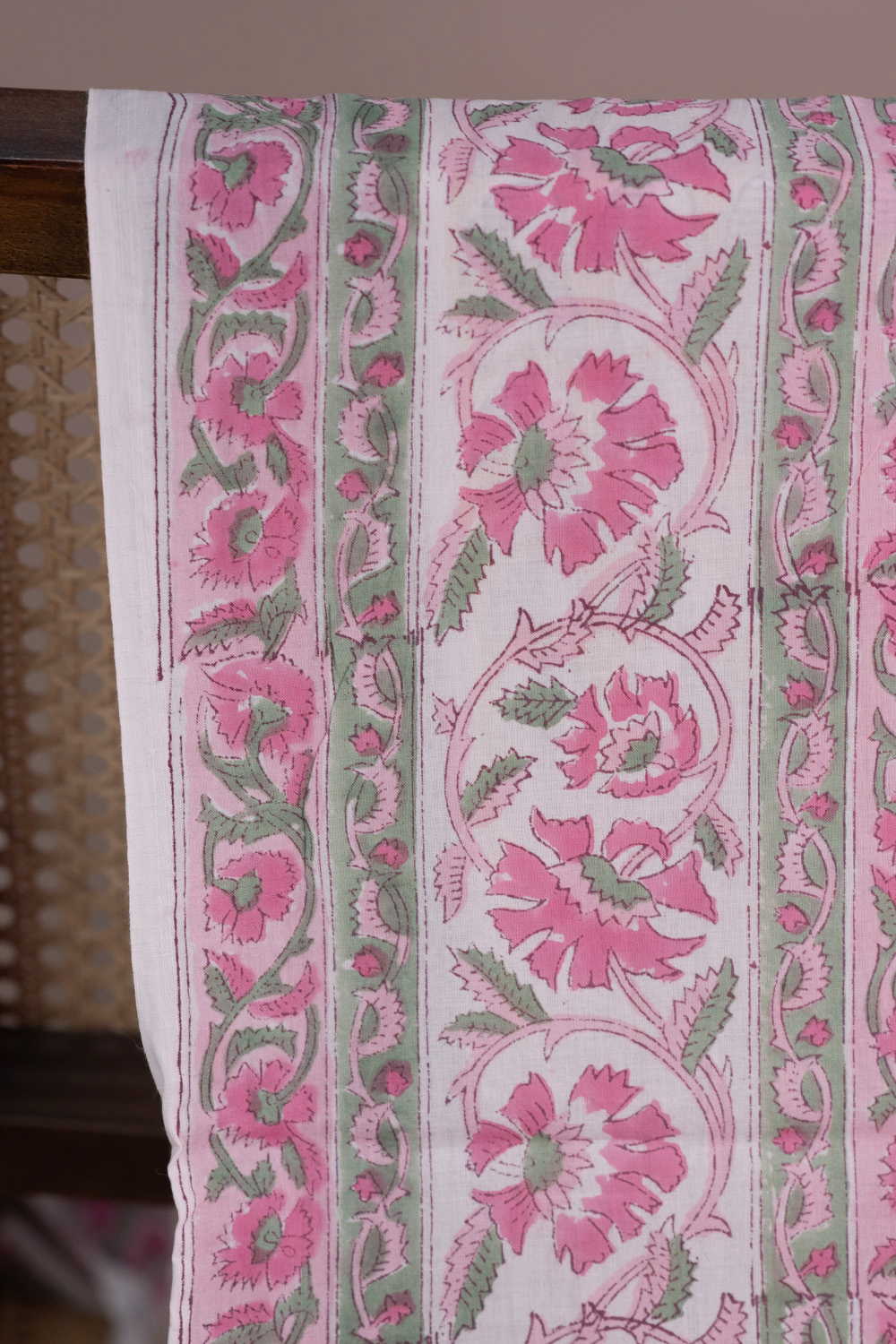 Blooming Vine Sanganeri Cotton Fabric - Image 2