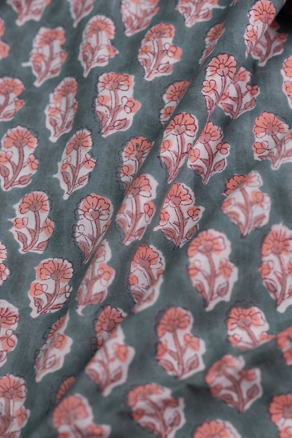Floral Buttas Sanganeri Cotton Fabric - Image 3