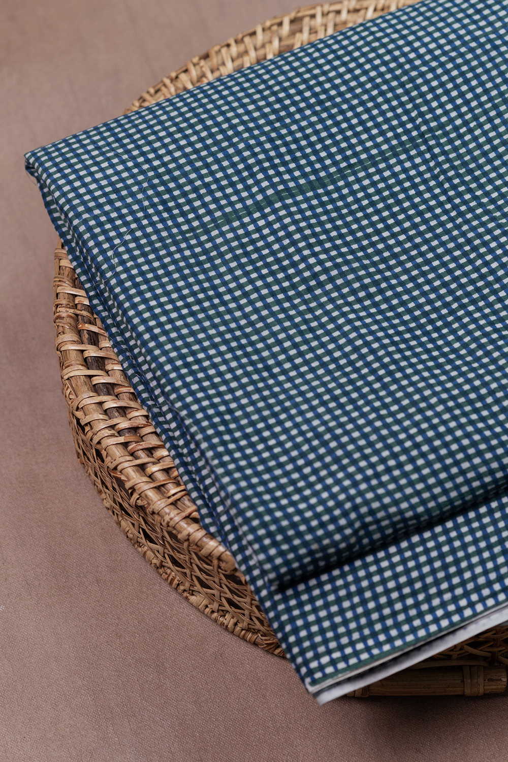Blue Checks Sanganeri Cotton Fabric