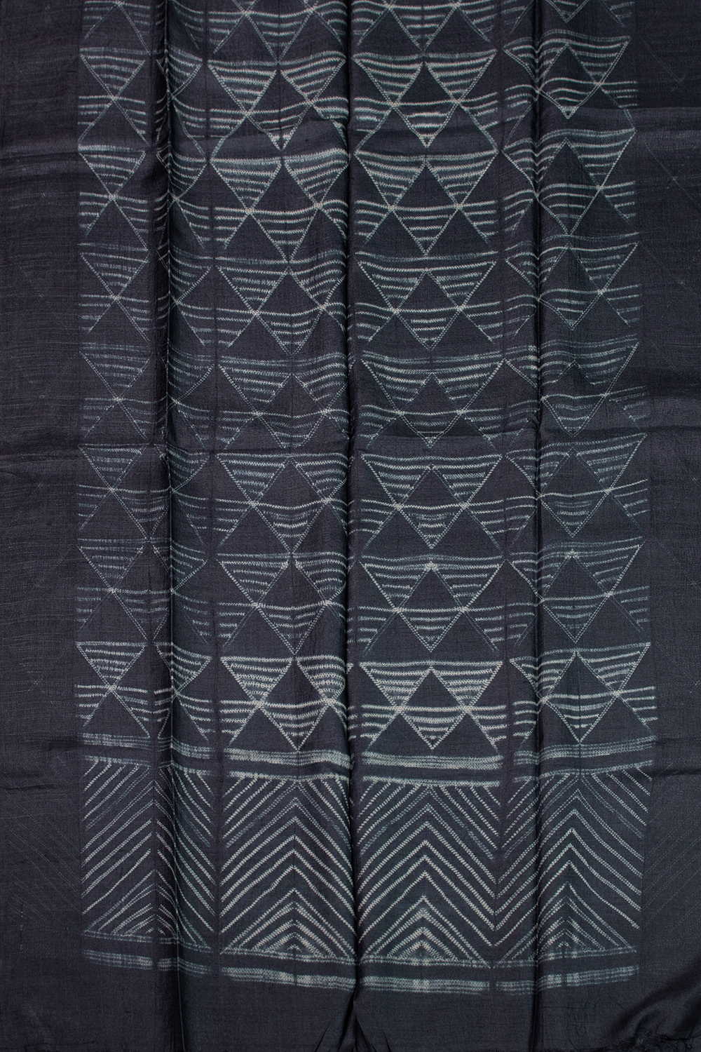 Grey Patterned Shibori Tussar Top & Dupattas - Image 3