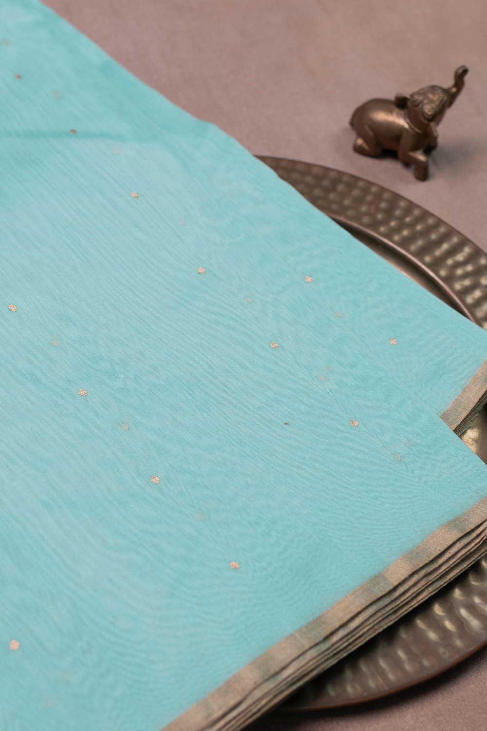 Sky Blue Chanderi Silk Cotton Fabric - 1.7m - Image 2