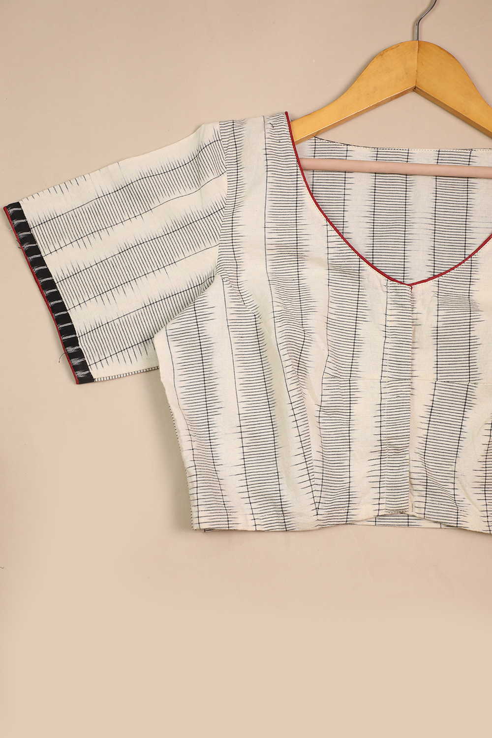Off White with Ikat Back Patch Stitched Blouse - 36, 38 & 40 Size - Image 2
