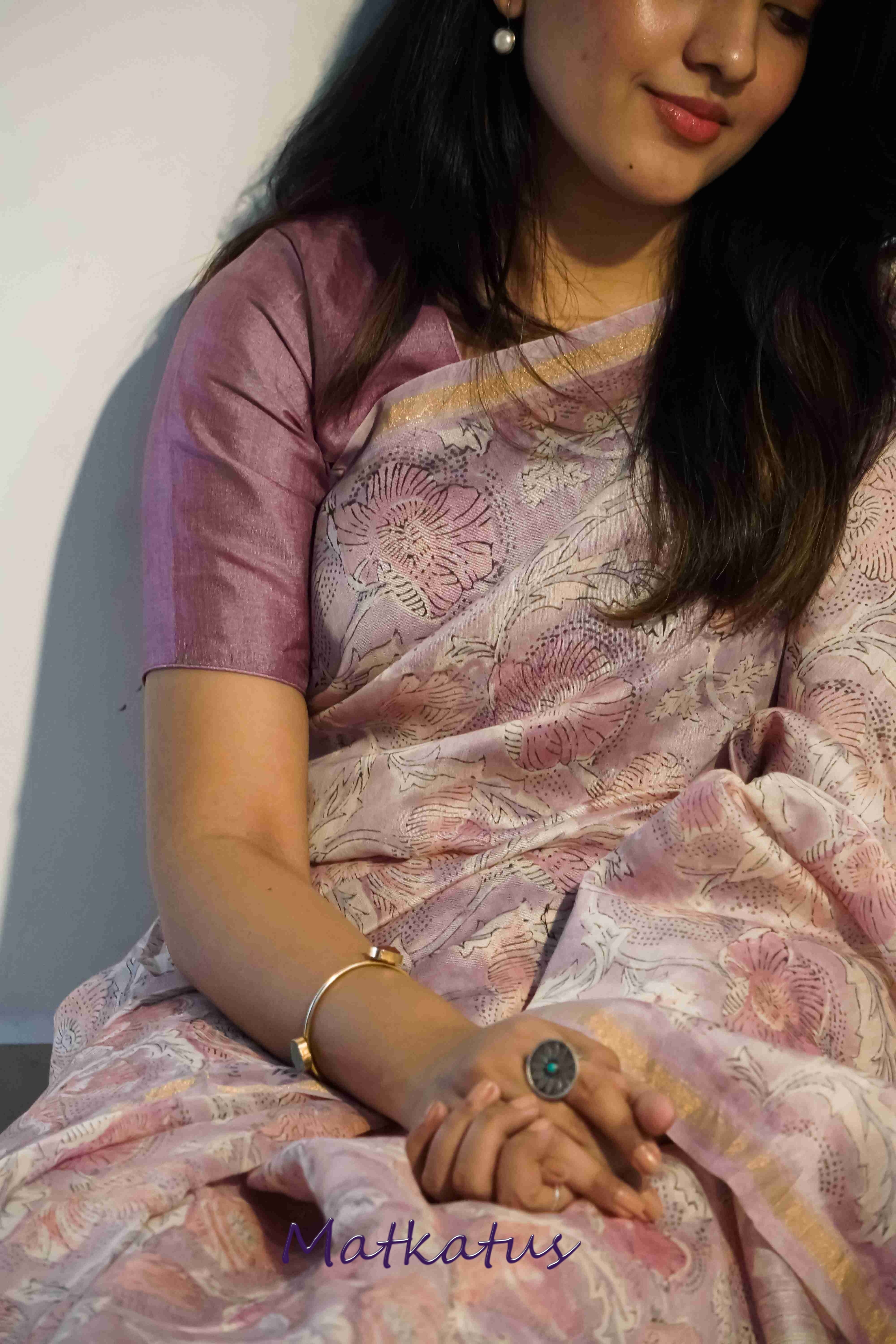 Pink Tussar Silk Stitched Blouse - 32,34,36,38,40,42 - Image 5