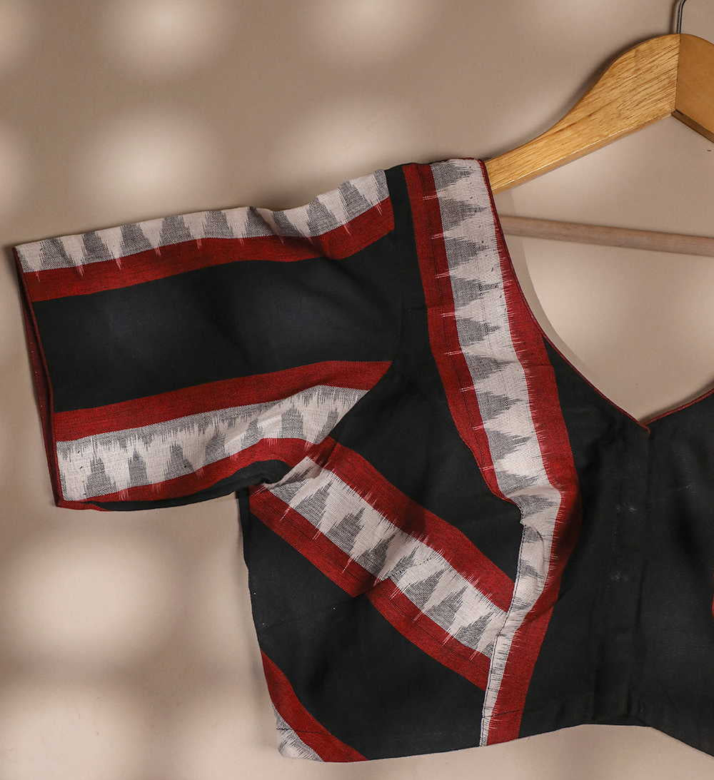 Maroon Striped Ikat Stitched Blouse - 34,36,38,40,42