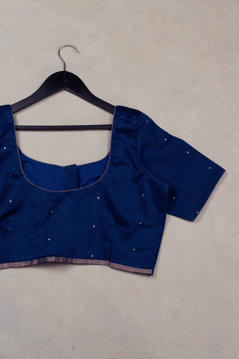 Royal Blue Handwoven Chanderi Stitched Blouse - 32,34,36,38,40,42 - Image 3
