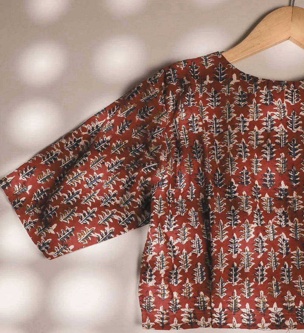 Maroon Printed kalamkari Stitched Blouse - 34,36,38,40,42