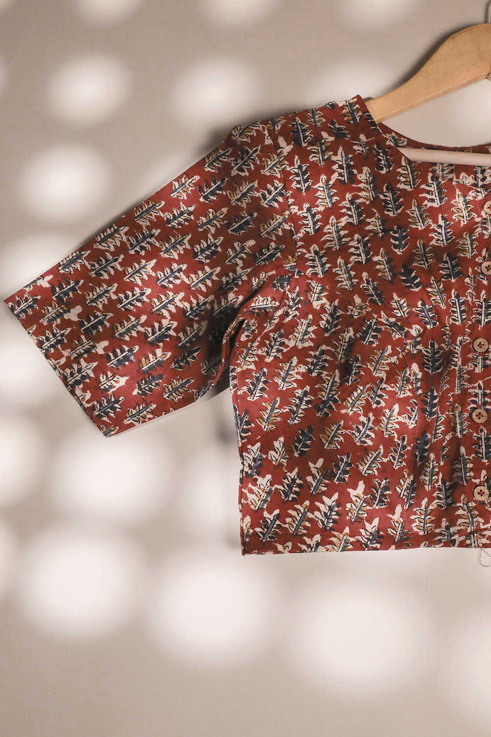 Maroon Printed kalamkari Stitched Blouse - 34,36,38,40,42 - Image 3