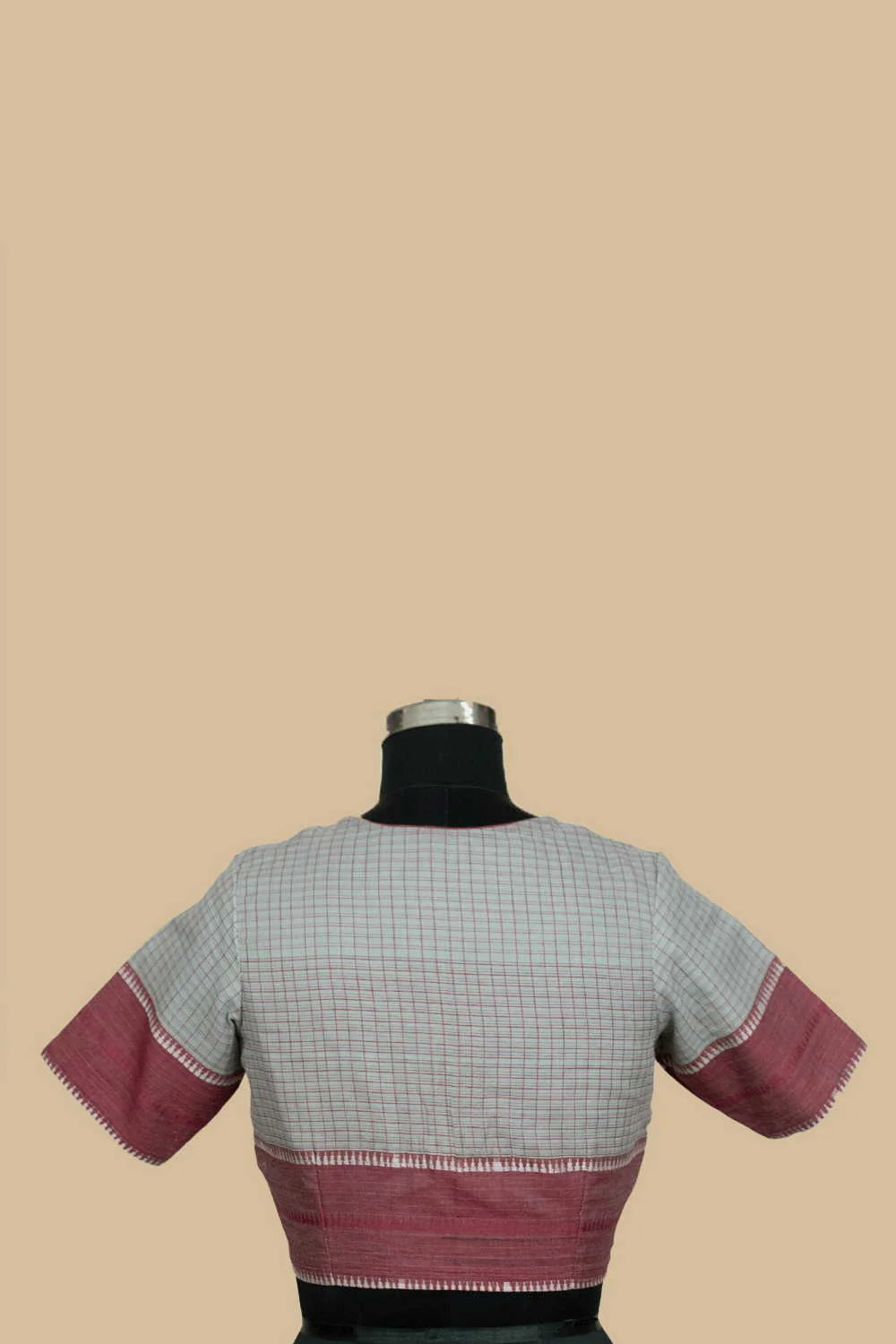 Checkered Grey Handwoven Blouse - 32,34,36,38,40,42 - Image 5