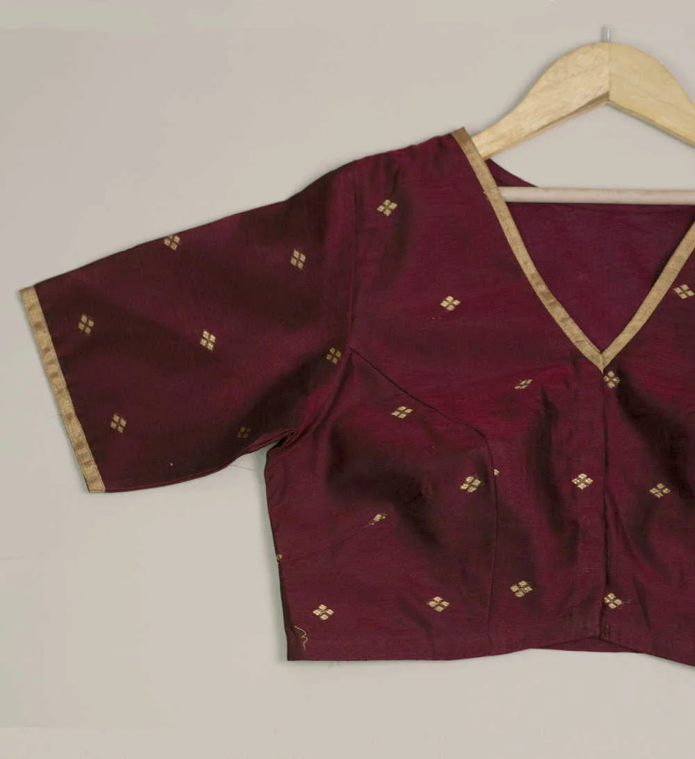 Maroon with Zari Buttas Chanderi Blouse 32,34,36,38,40,42