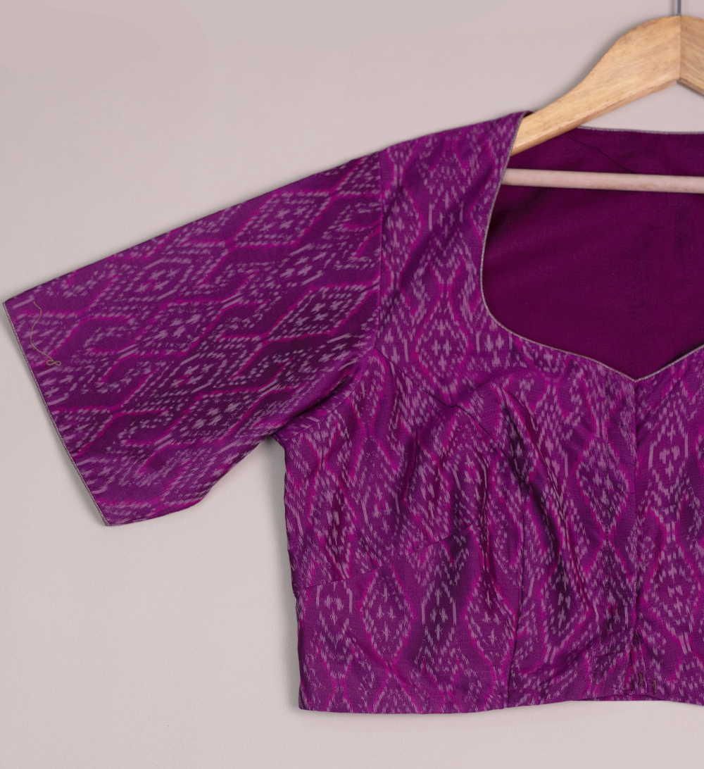 Shades of Violet Ikkat Silk Cotton Stitched Blouse 32,34,36,38,40,42