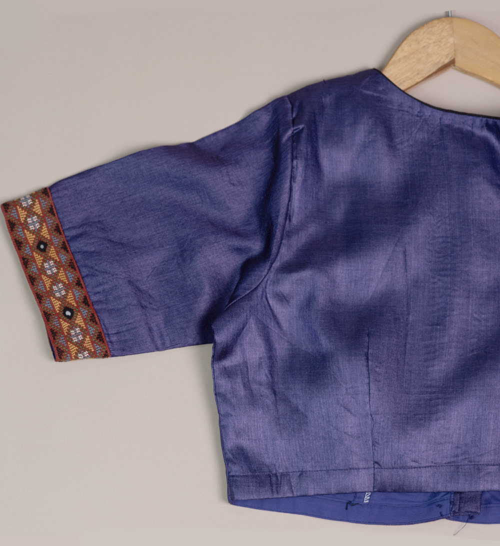 Midnight Purple Tussar Kutch Embroidered Mirror work Blouse 36,38,40,42 - Image 2